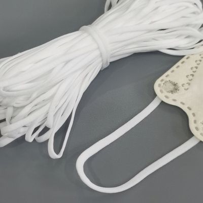 L'oreille élastique de masque protecteur de polyester de Spandex fait une boucle la boucle plate blanche 3.5mm d'oreille