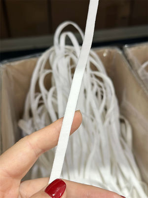 boucle plate d'oreille de Spandex de polyester de 6.5mm pour le masque protecteur N95 blanc